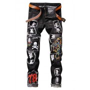 Allonly Men's Fashion Slim Fit Straight Leg Colorful Patchwork Jeans Pants with Broken Holes - Hose - lang - $34.99  ~ 30.05€
