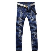 Allonly Men's Stylish Casual Slim Fit Stretch Straight Leg Printed Jeans Pants - Pants - $34.99 