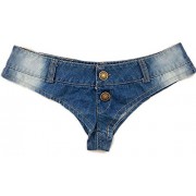Allonly Women's Sexy Cut Off Low Rise Cheeky Mini Denim Shorts Thong Jean Shorts Hot Pants - Shorts - $7.99 