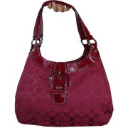 Authentic Coach Red Signature Large Lynn Hobo Handbag 17403 Crimson - Hand bag - $225.97 