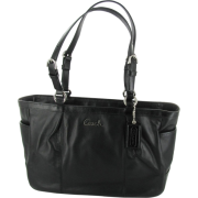 COACH F17721 Gallery Signature Leather Tote Womens Handbag Black, Silver - Hand bag - $227.25 