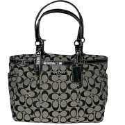 Coach Gallery 12 cm Signature East/West Tote Handbag - Black/White - Hand bag - $267.03 