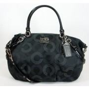 Coach Large Madison Signature Op Art Convertiable Satchel Bag Purse Tote 15957 Black - Borse - $358.00  ~ 307.48€