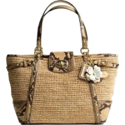 Coach Limited Edition Straw Natalie Shopper Bag Tote Natural Python Embossed Trim - Coach 16839NAT - Borse - $239.00  ~ 205.27€