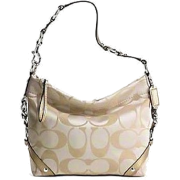 Coach Signature 24cm Carly Shoulder Hobo Bag Purse tote 15250 Khaki Gold - Borse - $279.99  ~ 240.48€