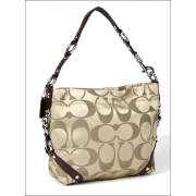 Coach Signature 24cm Sateen Carly Duffle Hobo Shoulder Bag Purse 15250 Khaki - Borse - $219.95  ~ 188.91€