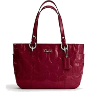 Coach Signature Embossed Patent Leather Gallery Bag Purse Tote 17728 Garnet Red - Hand bag - $299.00 