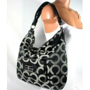 Coach Signature Op Art Kristin Large Shoulder Convertiable Hobo Bag Purse Black White - Coach 14761BLK - Borse - $348.00  ~ 298.89€