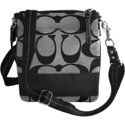 Coach Signature Stripe Swingpack Crossbody Messenger Bag Purse 42619 Black White - Poštarske torbe - $128.00  ~ 109.94€