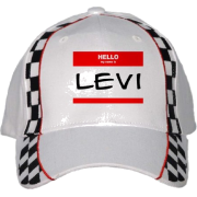 HELLO my name is LEVI White Racing Checker Flag Hat / Baseball Cap - Kape - $22.49  ~ 19.32€