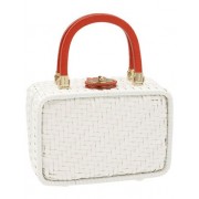 Kate Spade Straw Miramar Alison Basket Satchel Bag Tote White Red Trim - Bolsas com uma fivela - $375.00  ~ 322.08€