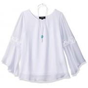 Amy Byer Girls' Big Bell Sleeve Top with Lace Inset - Srajce - kratke - $15.75  ~ 13.53€