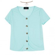 Amy Byer Girls' Big Cap Sleeve Faux Button Front Top - Shirts - $6.37  ~ £4.84
