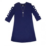 Amy Byer Girls' Big Lattice Sleeve Knit Dress with Necklace - Haljine - $24.99  ~ 21.46€