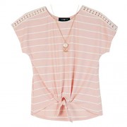 Amy Byer Girl's Short Sleeve Tie-front Top Shirt - Shirts - $7.98  ~ £6.06