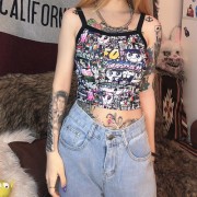 Anime printed small sling exposed navel short cute girl vest - Camicie (corte) - $19.99  ~ 17.17€