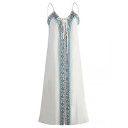 Anna-Kaci Casual Caftan Boho Embroidered Long Maxi Swimsuit Cover up Beach Dress - Dresses - $49.99 