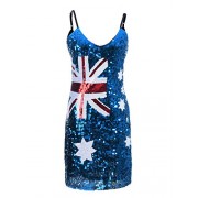 Anna-Kaci Womens Australian Flag Bodycon Spaghetti Strap Sleeveless Sequin Dress - ワンピース・ドレス - $33.99  ~ ¥3,826