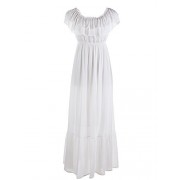 Anna-Kaci Womens Boho Peasant Ruffle Stretchy Short Sleeve Maxi Long Dress - sukienki - $42.99  ~ 36.92€