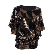 Anna-Kaci Womens Loose Fit Sequin Dolman Sleeve Evening Blouse Top - Košulje - kratke - $34.99  ~ 222,28kn