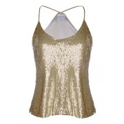 Anna-Kaci Womens Sequin Spaghetti Strap Crop Camisole Tank Top, Matte or Shiny - Košulje - kratke - $40.99  ~ 260,39kn