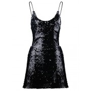 Anna-Kaci Womens Sexy Spaghetti Strap Sequin Camisole Backless Black Mini Dress - Dresses - $46.99  ~ £35.71