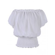 Anna-Kaci Womens Short Sleeve Ruffle Stretch Off Shoulder Boho Blouse Top White - Рубашки - короткие - $39.99  ~ 34.35€