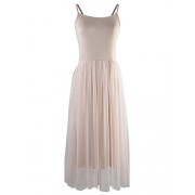 Anna-Kaci Womens Spaghetti Strap Camisole Slip Tulle Skirt Ballerina Style Dress - Dresses - $41.99  ~ £31.91