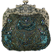 Antique Beaded Rose Evening Handbag, Clasp Purse Clutch w/Removable Chain Green - Bolsas com uma fivela - $29.99  ~ 25.76€