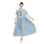 Anysize Soft Linen&Cotton Loose Dress Plus Size Dress Spring Summer Dress F122A - Dresses - $27.50 