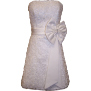 Applique Ribbon Strapless Prom Dress Bridesmaid Gown With Bow Junior Plus Size Ivory - Dresses - $85.00 