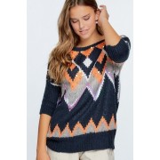 Aztec Pattern With Glitter Accent Sweater - Pullovers - $41.58 