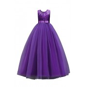 BABYONLINE D.R.E.S.S. Scoop Neck Sleeveless Empire Waist Lace Tulle Flower Girl Dress - Dresses - $17.39 