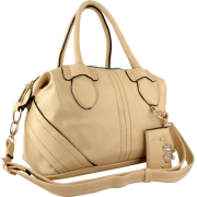 BANJO Everyday Satchel Handbag Purse Shopper Hobo Tote Bag + Hearts Décor Card Holder w/Shoulder Strap Beige - Hand bag - $39.50 