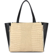 BARLIN Tan Desinger Inspired Faux Alligator Print Expandable Top Handle Shopper Tote Shoulder Bag - Hand bag - $29.99 