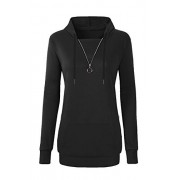 BBX Lephsnt Women's Long Sleeve Hooded Sweatshirt Casual Pullover Lightweight Patchwork Zipper Tops - Shirts - $18.99 