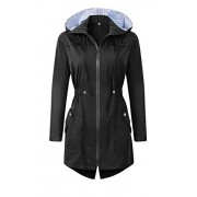 BBX Lephsnt Womens' Waterproof Lightweight Raincoat Hooded Outdoor Hiking Long Rain Jacket - Jacket - coats - $25.99 