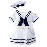 Baby Toddler Girls Nautical Sailor Dress with Hat - Dresses - $25.97 