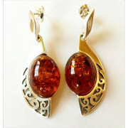 Baltics Amber stud earrings, sterling si - My look - 