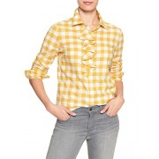 Banana Republic Women's Heavyweight Flannel Plaid Ruffle-Placket Shirt Yellow White Small - Modni dodaci - $54.99  ~ 349,33kn