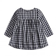 Baywell Baby Girl Plaid Dress, Toddler Girl's Typical Black and White Plaid Long Sleeve Tops Shirt Spring Fall Dresses - Dresses - $12.99 