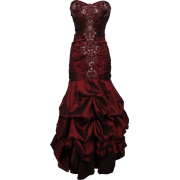 Beaded Embroidered Taffeta Long Gown Prom Holiday Dress Burgundy - Dresses - $154.99 