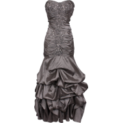 Beaded Embroidered Taffeta Long Gown Prom Holiday Dress Charcoal - Dresses - $154.99 
