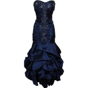 Beaded Embroidered Taffeta Long Gown Prom Holiday Dress Navy - Dresses - $154.99 