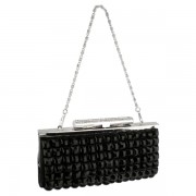 Beaded Rhinestones Wedding Prom Cocktail Baguette Clutch Evening Handbag Purse Black - Hand bag - $34.50 