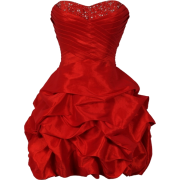 Beaded Taffeta Party Mini Bubble Dress Prom Holiday Red - Dresses - $99.99 