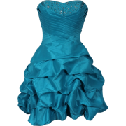Beaded Taffeta Party Mini Bubble Dress Prom Holiday Turquoise - Dresses - $99.99 