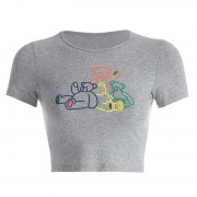 Bear Print Grey Tight T-Shirt - Košulje - kratke - $17.99  ~ 114,28kn