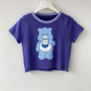 Bear patch printed small version slim fit navel short girl top - Рубашки - короткие - $19.99  ~ 17.17€