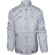 Beat It White Leather Jacket - Jacket - coats - $266.00 
